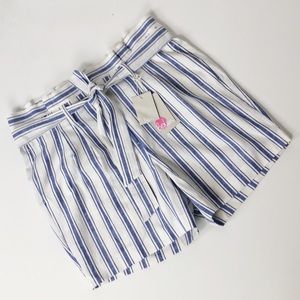 NWT BODEN ST IVES PAPERBAG LINEN STRIPED SHORTS